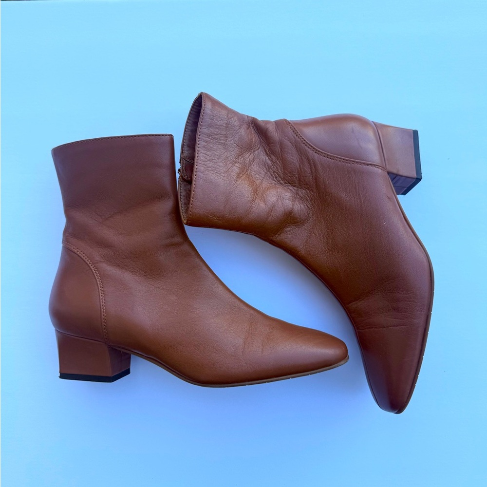 Aquatalia Chestnut Leather Ankle Booties